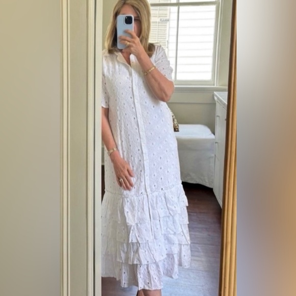 Madison Mathews Dresses & Skirts - Eyelet tiered Lola Shirt Dress Madison Mathews